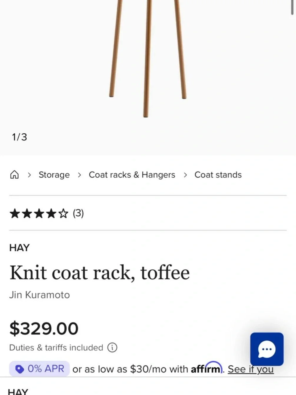 Coat rack available in 3 color